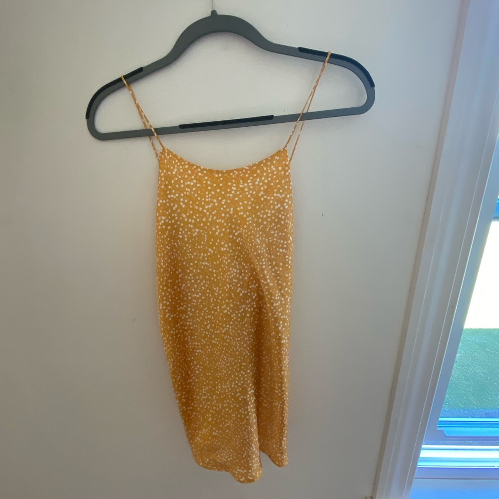 Express Gold Cowl Neck Satin Cross Back Tank
